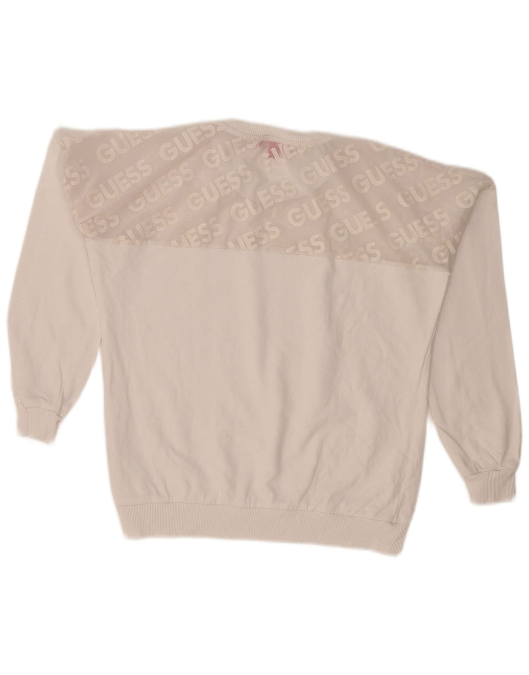 Guess Womens Graphic Sweatshirt Jumper UK 10 Small White Colourblock