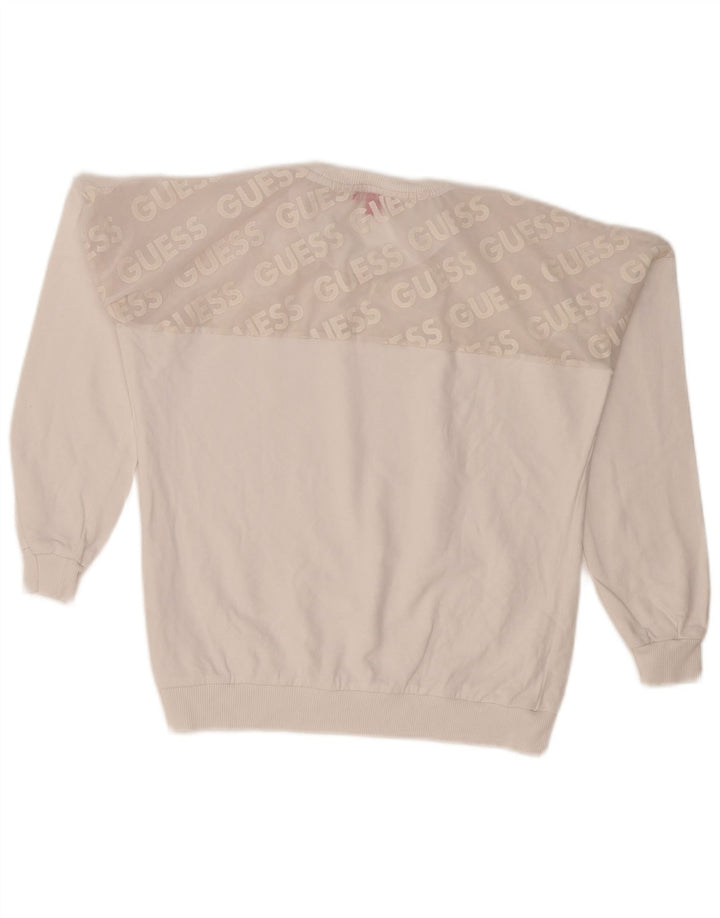 Guess Womens Graphic Sweatshirt Jumper UK 10 Small White Colourblock