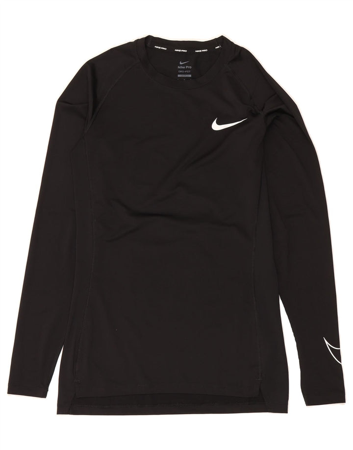 NIKE Mens Dri Fit Graphic Top Long Sleeve Large Black Polyester Vintage Nike and Second-Hand Nike from Messina Hembry 