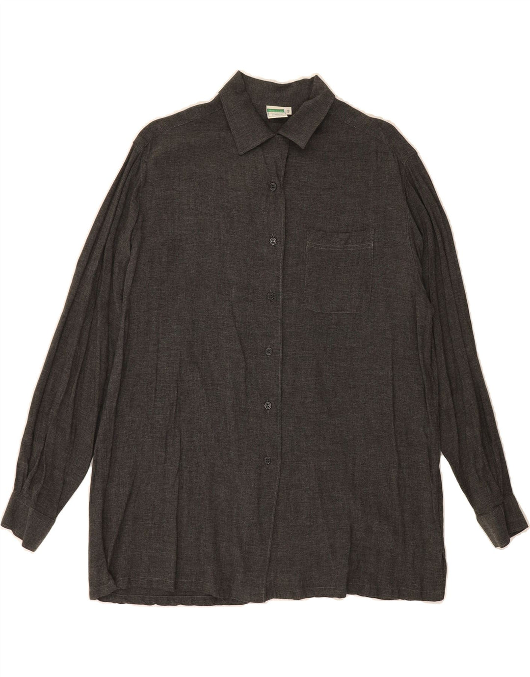 BENETTON Womens Oversized Shirt IT 44 Medium Grey Viscose Vintage Benetton and Second-Hand Benetton from Messina Hembry 