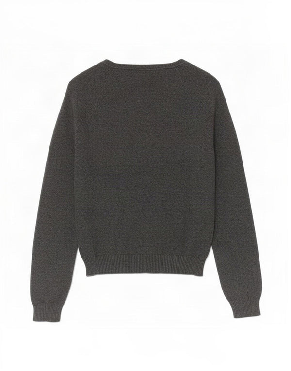 Zara Womens Crop V-Neck Jumper Sweater UK 14 Large Grey