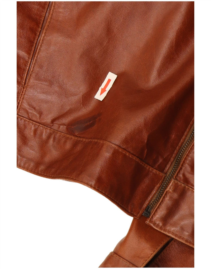 Vintage Mens Biker Leather Jacket UK 44 2XL Brown Leather