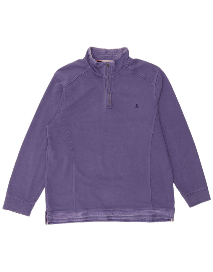 JOULES Mens Zip Neck Sweatshirt Jumper XL Purple Cotton
