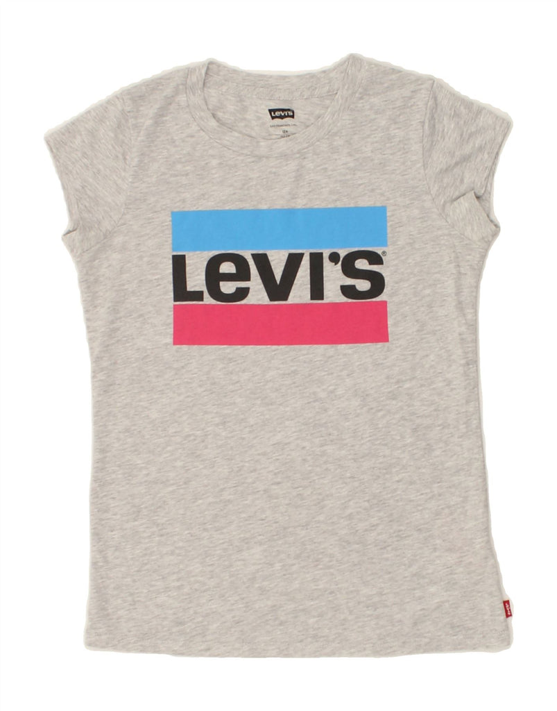 LEVI'S Girls Graphic T-Shirt Top 11-12 Years Grey Flecked Cotton | Vintage Levi's | Thrift | Second-Hand Levi's | Used Clothing | Messina Hembry 
