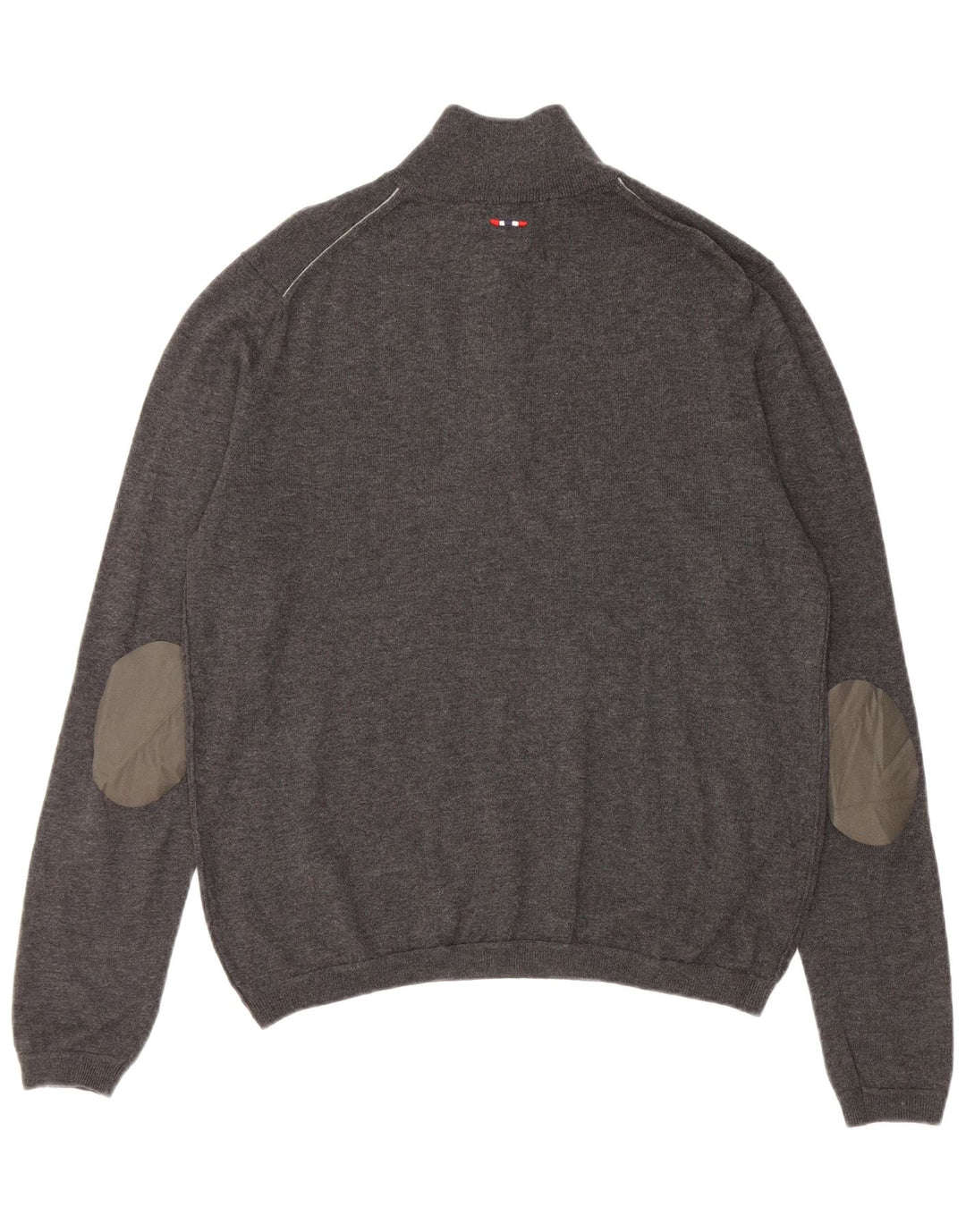 NAPAPIJRI Mens Geographic Zip Neck Jumper Sweater Medium Grey Merino Wool