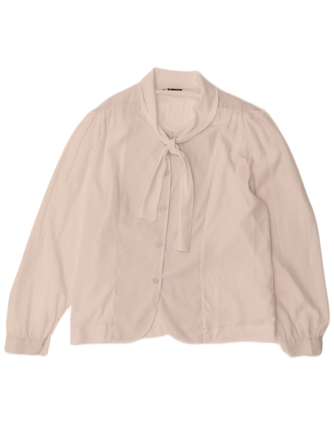Vintage Womens Front Tie Shirt Blouse IT 51 XL Off White