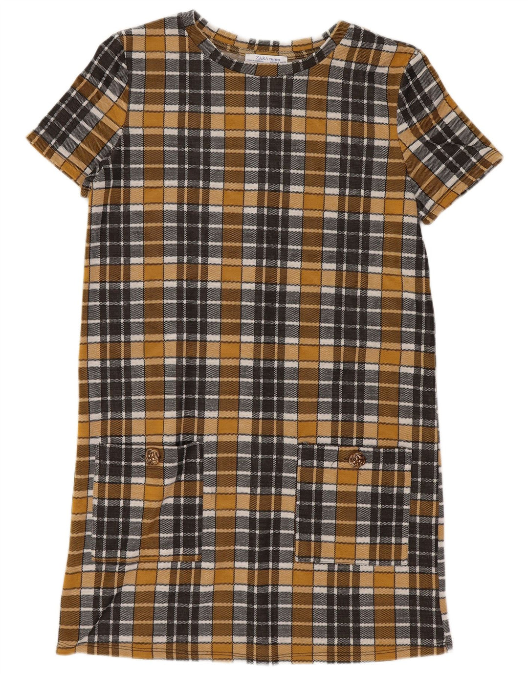 Zara Womens Trafaluc Shift Dress UK 10 Small Yellow Check