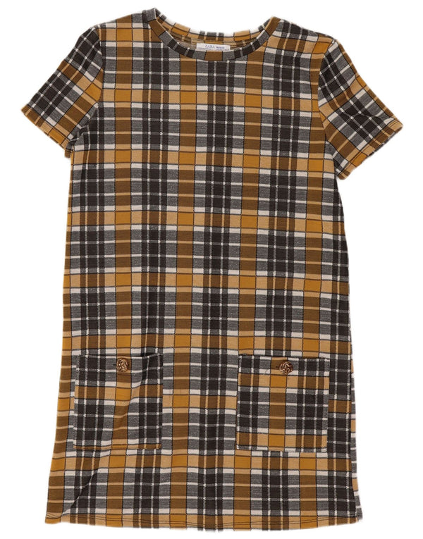 Zara Womens Trafaluc Shift Dress UK 10 Small Yellow Check