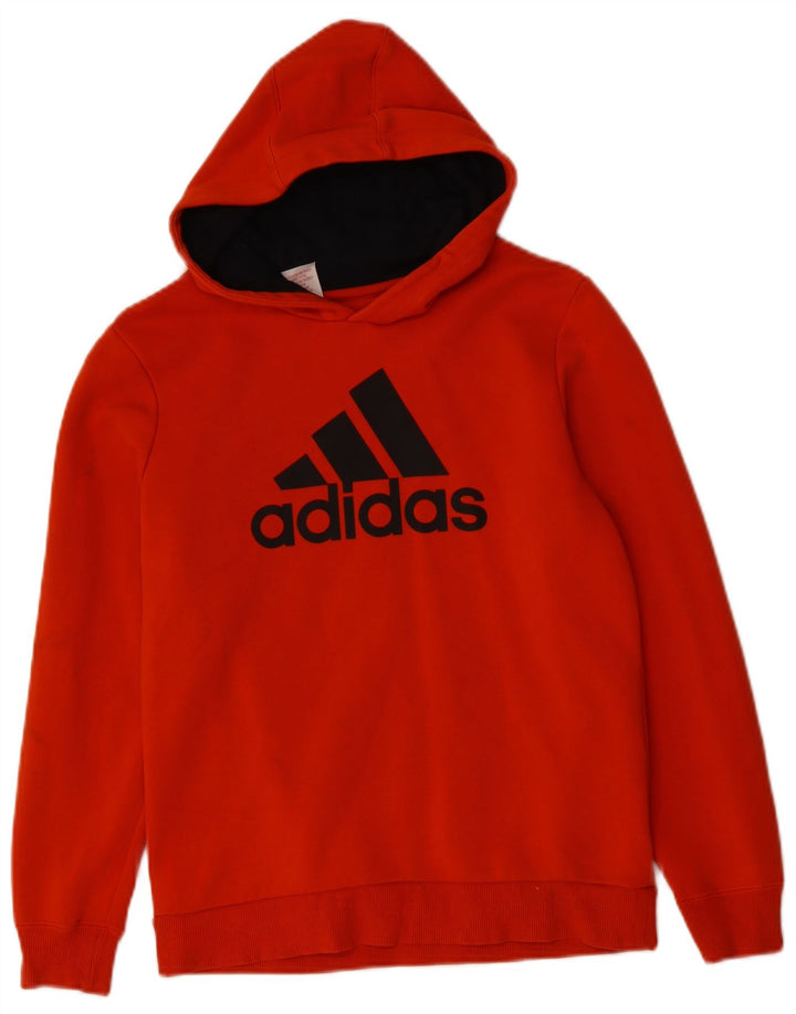 ADIDAS Boys Graphic Hoodie Jumper 13-14 Years Orange Polyester