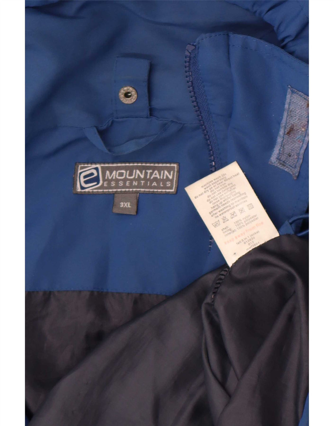 Mountain Essentials Mens Hooded Rain Jacket UK 46 3XL Blue Nylon