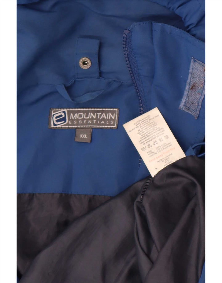 Mountain Essentials Mens Hooded Rain Jacket UK 46 3XL Blue Nylon