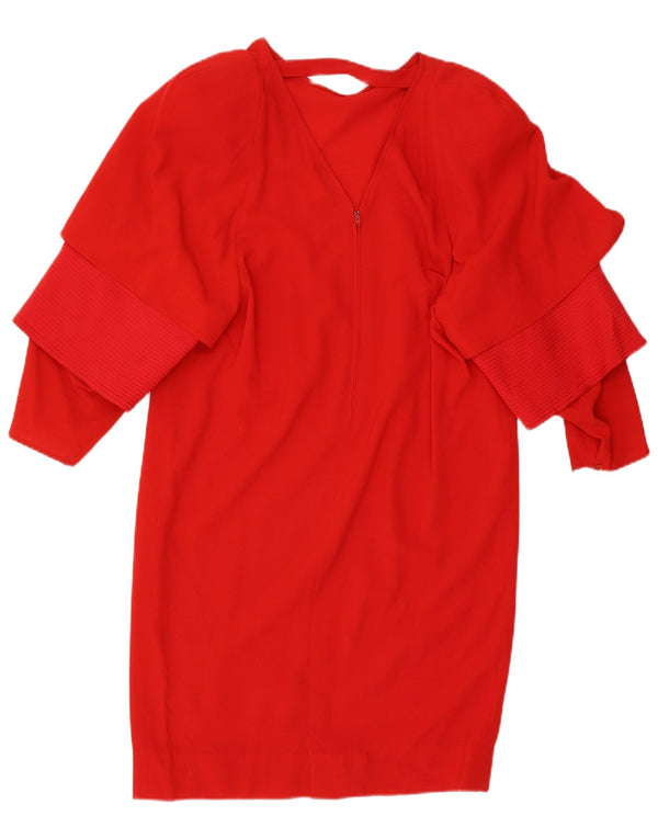 Fendi Womens Long Sleeve Shift Dress UK 18 XL Red Wool