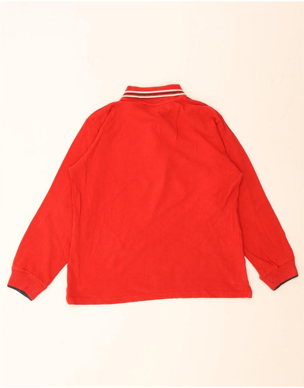 CHAMPION Boys Long Sleeve Polo Shirt 11-12 Years Large Red Cotton
