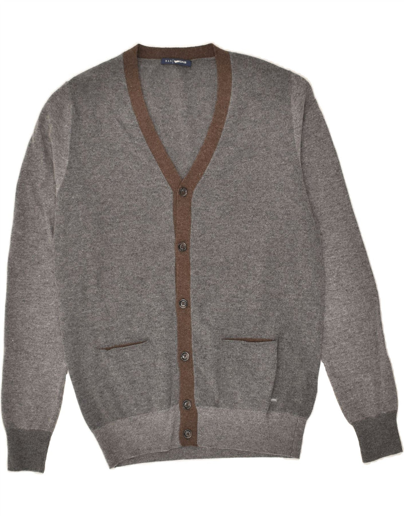 GAS Mens Slim Fit Cardigan Sweater Large Grey Flecked Wool | Vintage Gas | Thrift | Second-Hand Gas | Used Clothing | Messina Hembry 