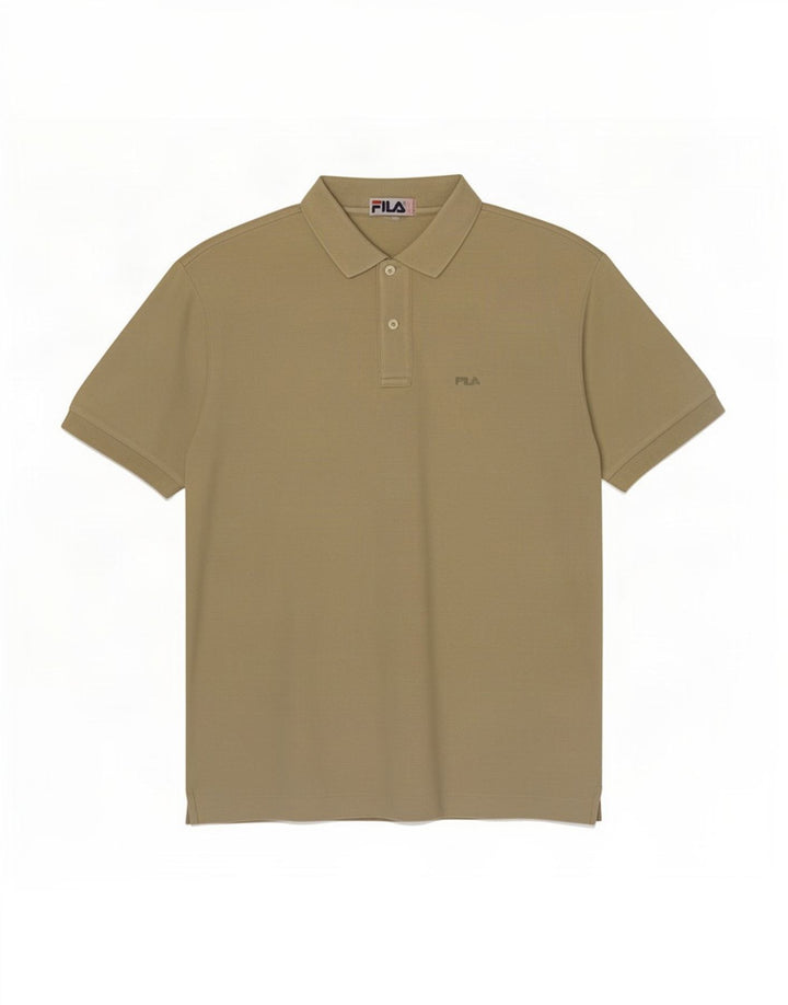 Fila Mens Polo Shirt IT 48 Medium Khaki Cotton