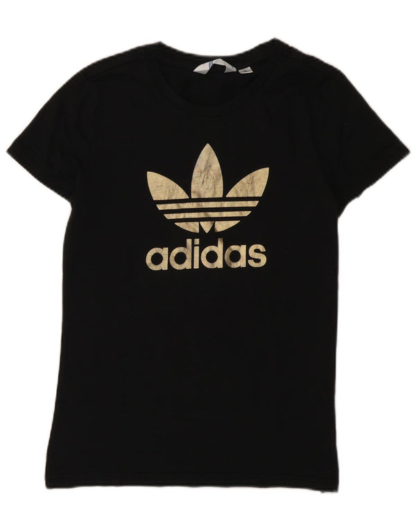 Adidas Womens Graphic T-Shirt Top IT 42 Medium Black Cotton