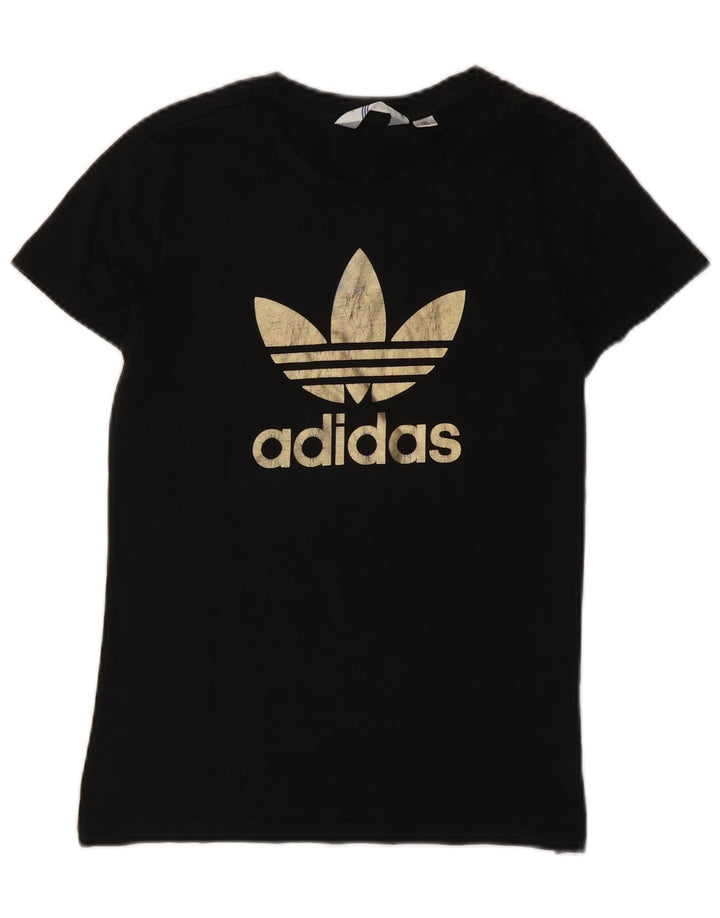 Adidas Womens Graphic T-Shirt Top IT 42 Medium Black Cotton