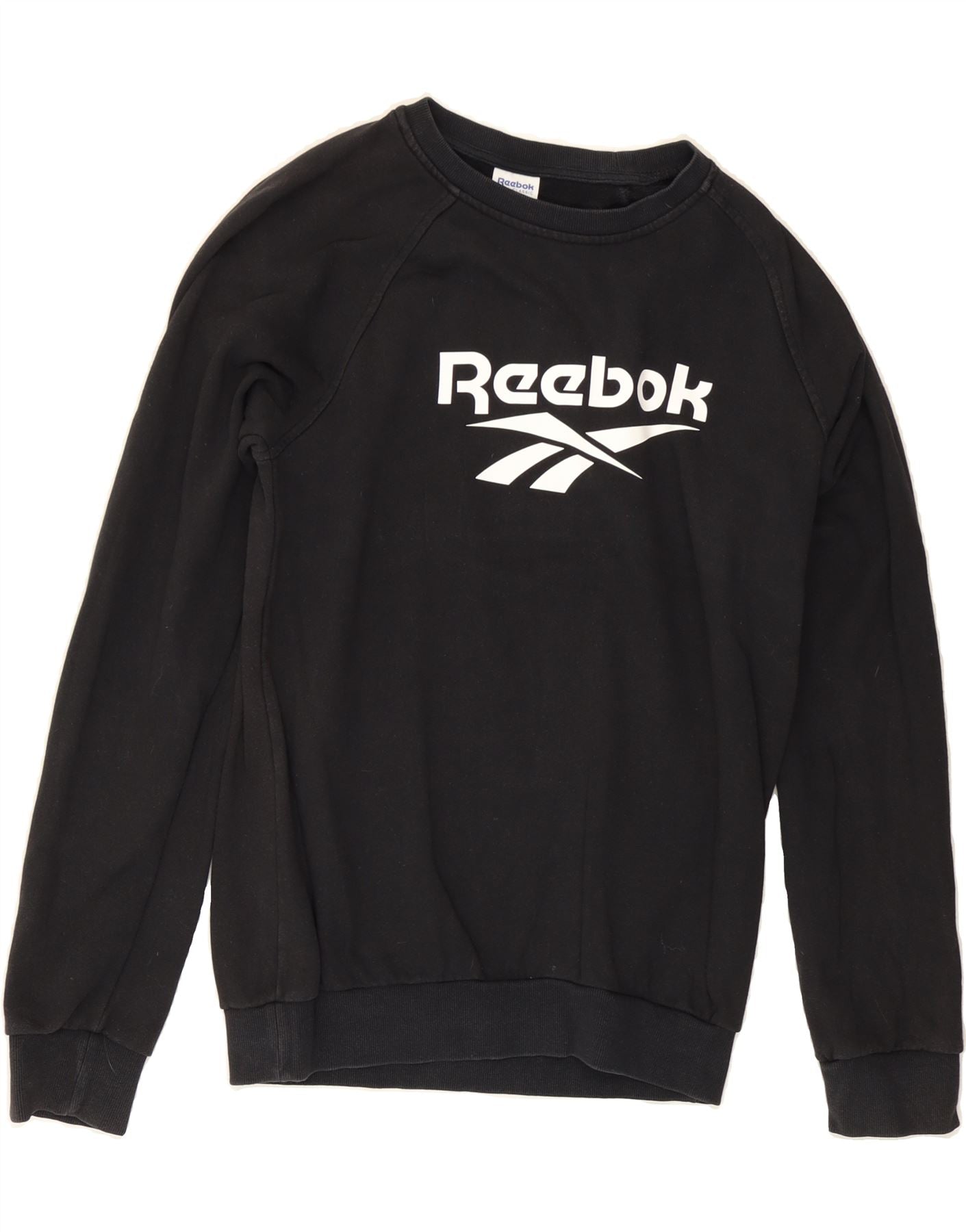 REEBOK Mens Graphic Sweatshirt Jumper XS Black Cotton
