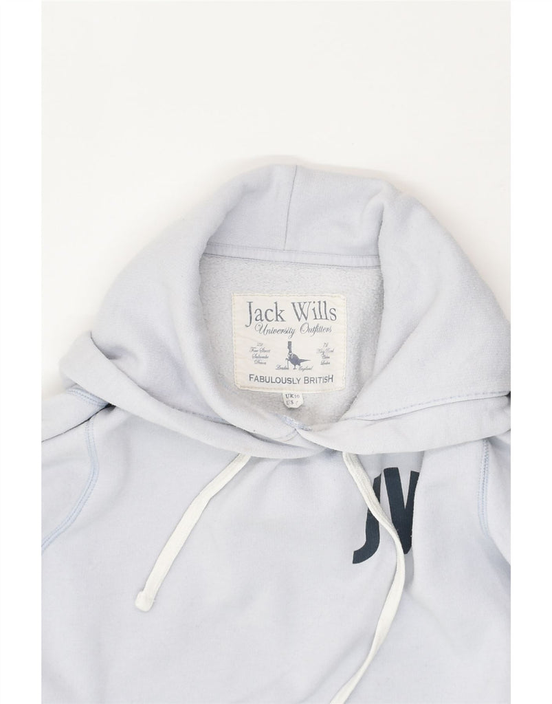 JACK WILLS Womens Graphic Hoodie Jumper UK 10 Small Blue Cotton | Vintage Jack Wills | Thrift | Second-Hand Jack Wills | Used Clothing | Messina Hembry 