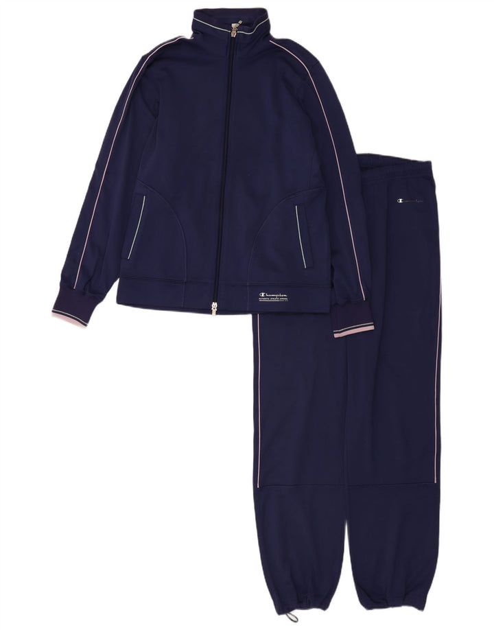 Champion Womens Loose Fit Full Tracksuit UK 10 Small  Navy Blue Polyester