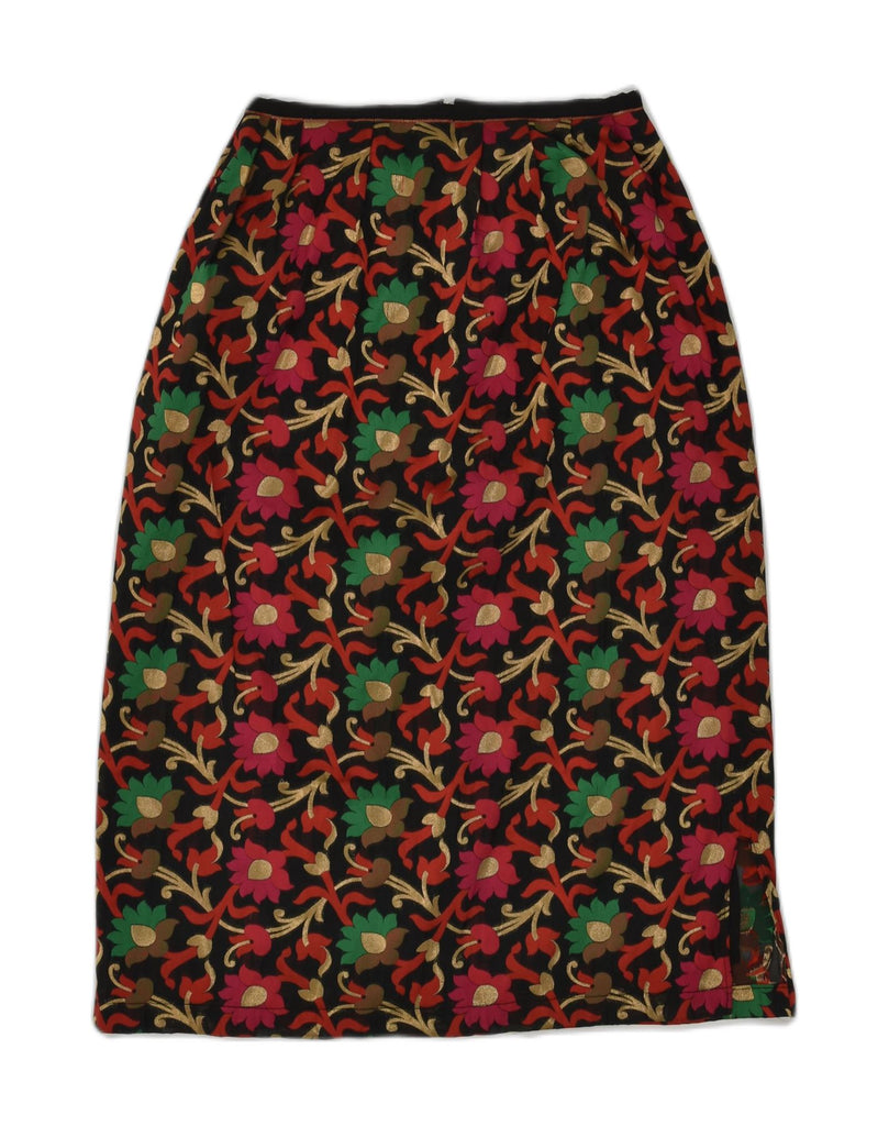 VINTAGE Womens Midi Skirt W26 Small Multicoloured Floral Polyester | Vintage Vintage | Thrift | Second-Hand Vintage | Used Clothing | Messina Hembry 