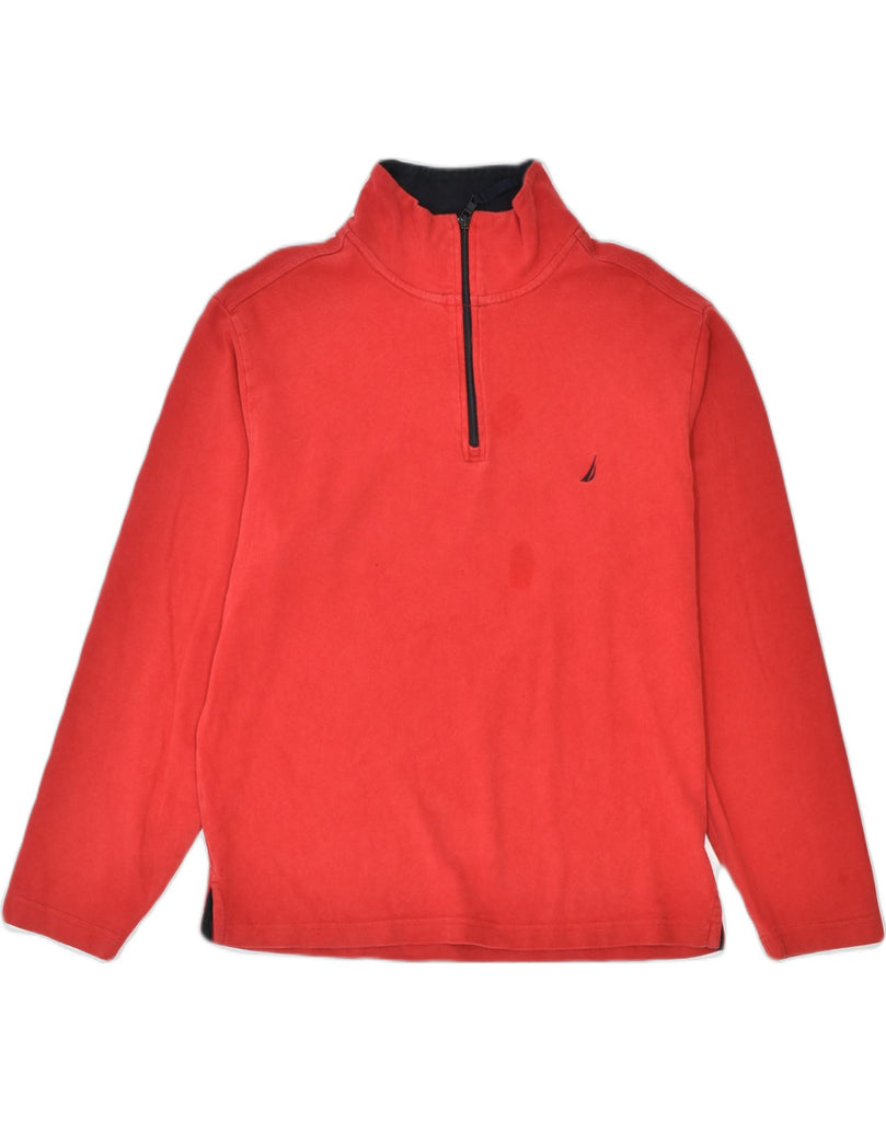 NAUTICA Mens Zip Neck Sweatshirt Jumper Small Red Cotton | Vintage | Thrift | Second-Hand | Used Clothing | Messina Hembry 