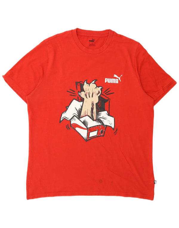 Puma Mens Graphic T-Shirt Top Large Red Cotton