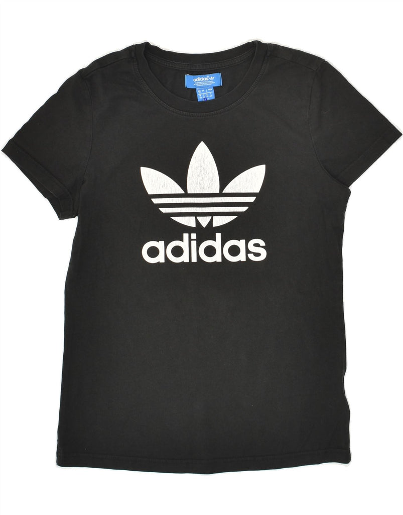 ADIDAS Womens Graphic T-Shirt Top UK 12 Medium Black Cotton | Vintage Adidas | Thrift | Second-Hand Adidas | Used Clothing | Messina Hembry 