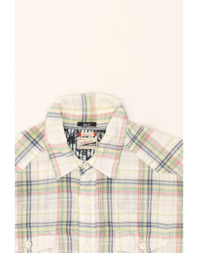 TOMMY HILFIGER Mens Slim Fit Short Sleeve Shirt Medium Multicoloured Check | Vintage Tommy Hilfiger | Thrift | Second-Hand Tommy Hilfiger | Used Clothing | Messina Hembry 