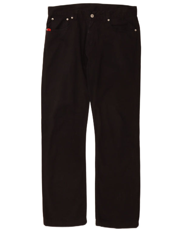 KAPPA Mens Straight Casual Trousers IT 46 Small W34 L32 Black Cotton