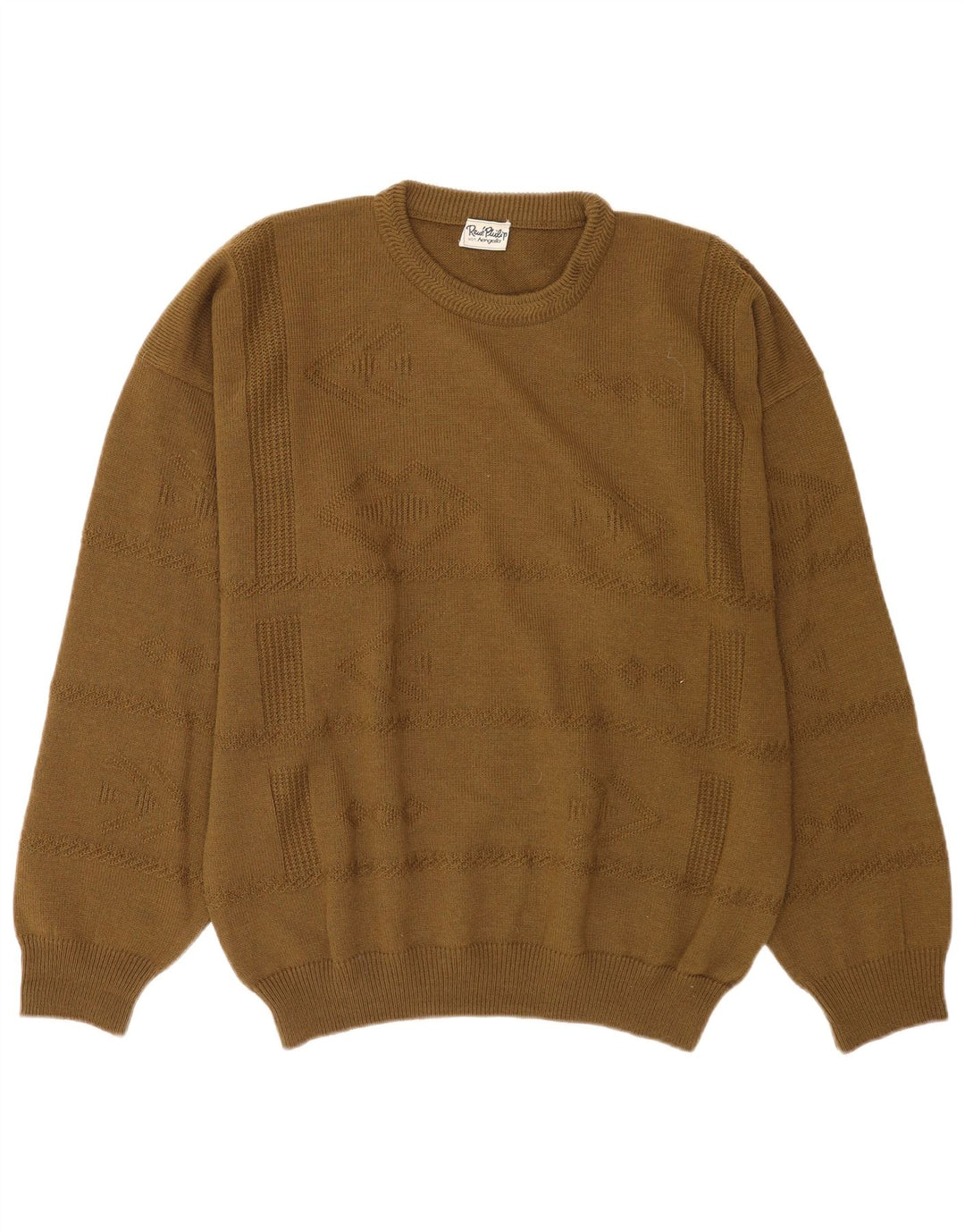 Vintage Mens Crew Neck Jumper Sweater XL Khaki Wool