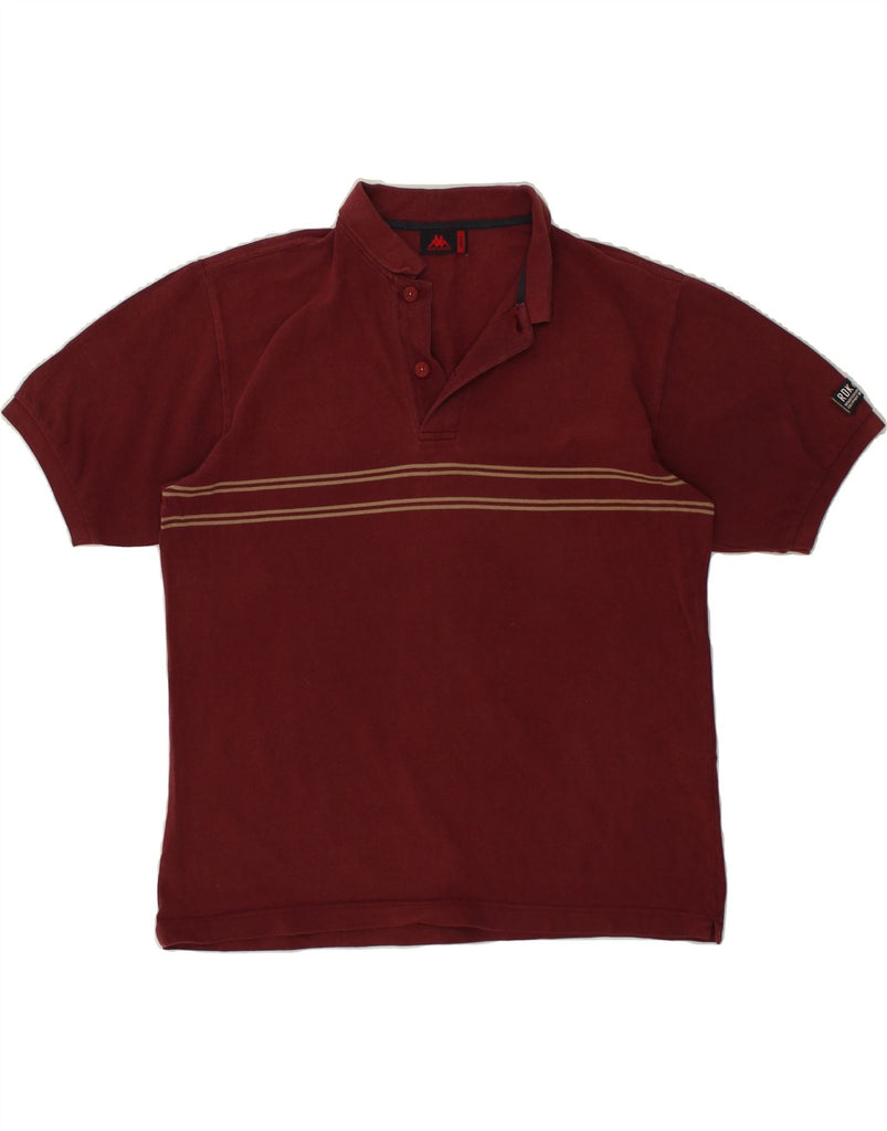 KAPPA Mens Polo Shirt Large Maroon Striped | Vintage Kappa | Thrift | Second-Hand Kappa | Used Clothing | Messina Hembry 