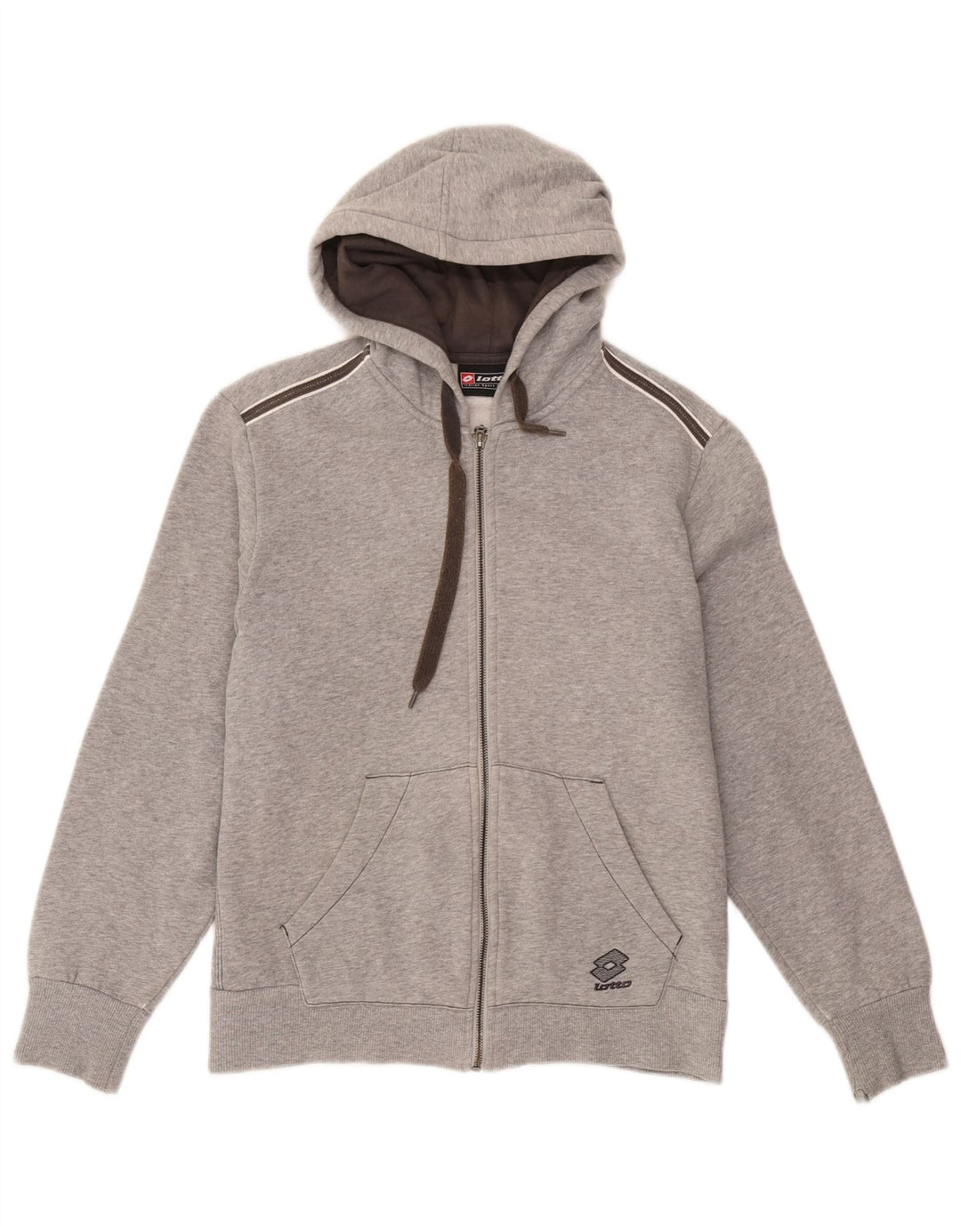 Lotto Mens Zip Hoodie Sweater IT 46 Small Grey Cotton