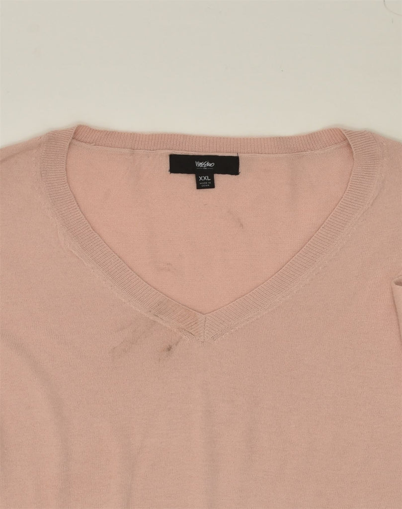 MOSSIMO Mens V-Neck Jumper Sweater 2XL Pink Nylon | Vintage Mossimo | Thrift | Second-Hand Mossimo | Used Clothing | Messina Hembry 