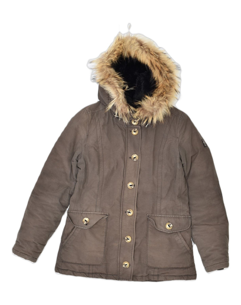 REFRIGUE Womens Hooded Parka Jacket UK 10 Small Brown Cotton | Vintage Refrigue | Thrift | Second-Hand Refrigue | Used Clothing | Messina Hembry 