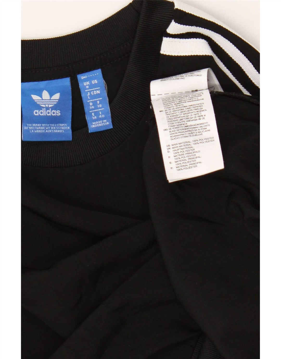 Adidas Womens Crop Oversized Sweatshirt Jumper UK 8 Small Black Polyester
