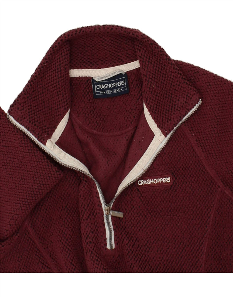 CRAGHOPPERS Womens Zip Neck Sweatshirt Jumper UK 8 Small Burgundy | Vintage CRAGHOPPERS | Thrift | Second-Hand CRAGHOPPERS | Used Clothing | Messina Hembry 