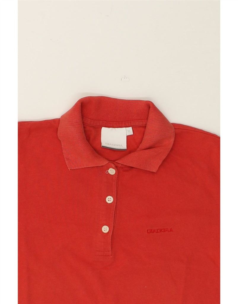 DIADORA Womens Polo Shirt UK 18 XL Red Cotton | Vintage Diadora | Thrift | Second-Hand Diadora | Used Clothing | Messina Hembry 