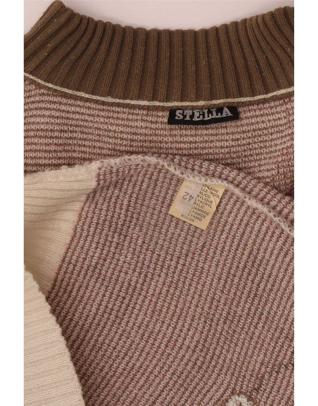 Stella Womens Turtle Neck Jumper Sweater EU 42 Large Grey Colourblock