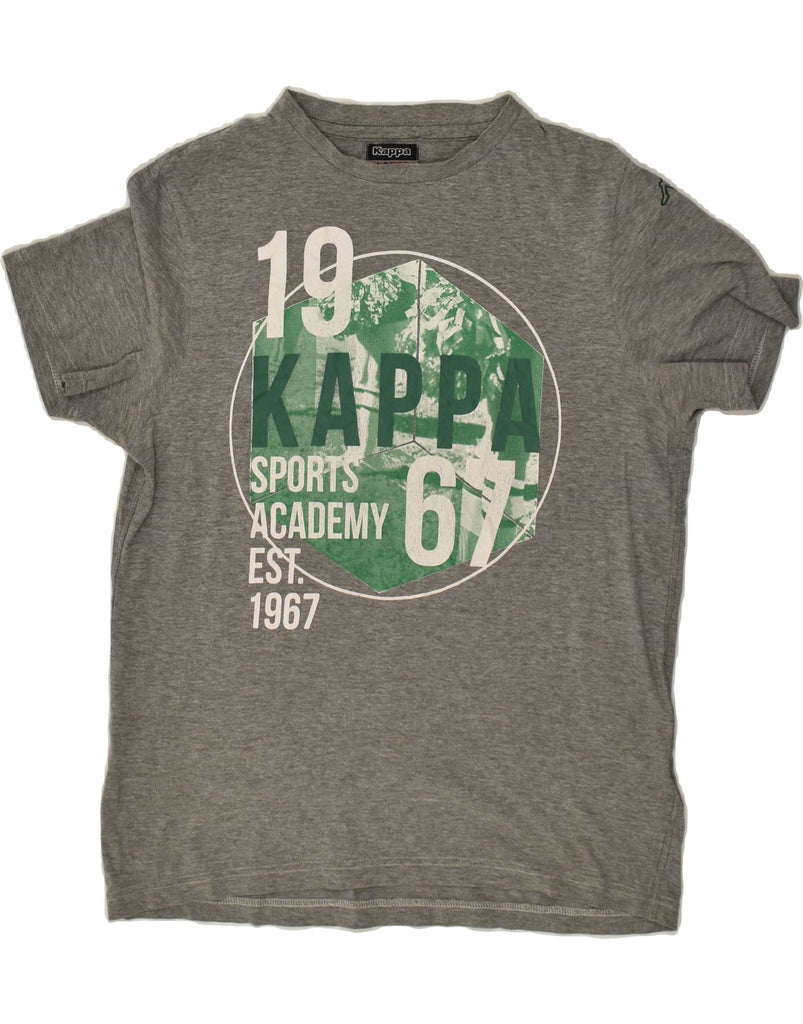 KAPPA Womens Graphic T-Shirt Top UK 16 Large Grey Cotton | Vintage Kappa | Thrift | Second-Hand Kappa | Used Clothing | Messina Hembry 