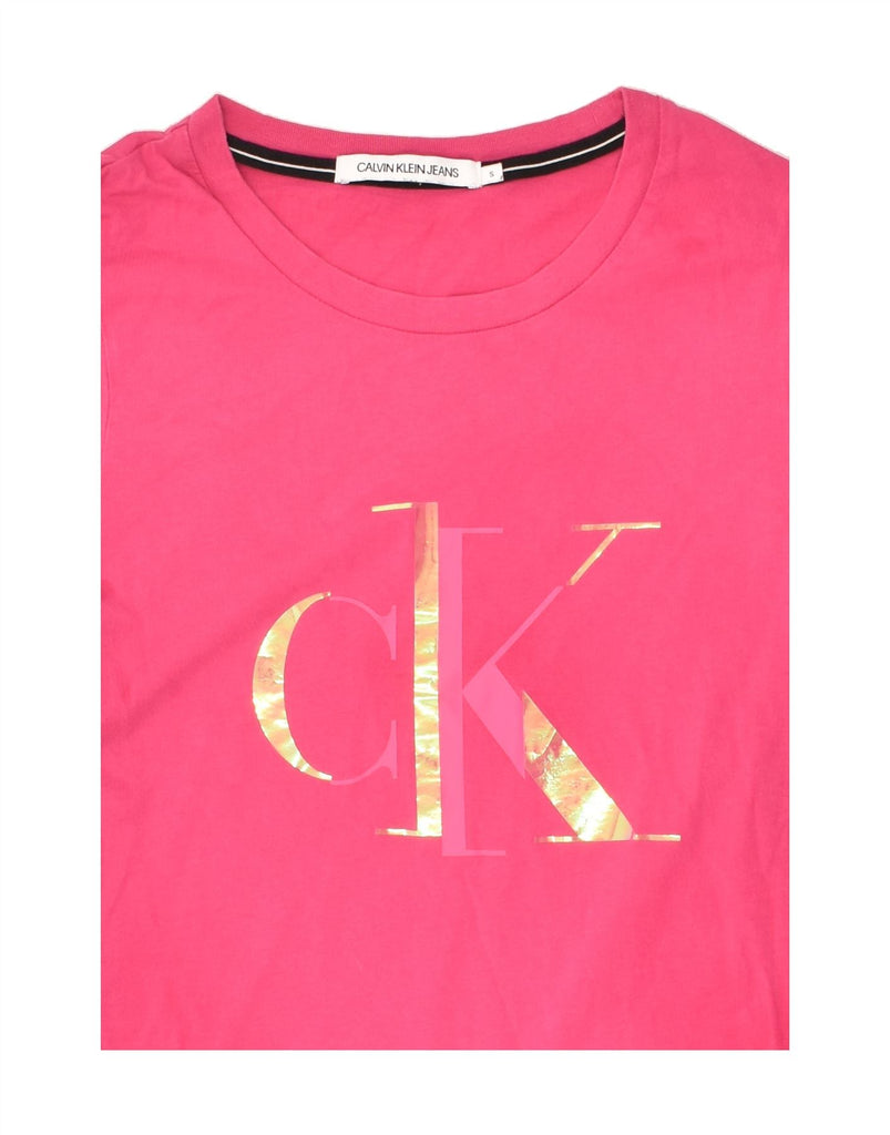 CALVIN KLEIN Womens Graphic T-Shirt Top UK 8 Small Pink Cotton | Vintage Calvin Klein | Thrift | Second-Hand Calvin Klein | Used Clothing | Messina Hembry 