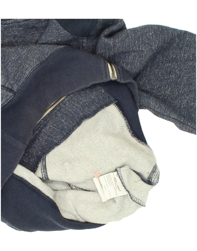 JACK & JONES Mens Zip Hoodie Sweater Medium Navy Blue Colourblock Cotton Vintage Jack & Jones and Second-Hand Jack & Jones from Messina Hembry 