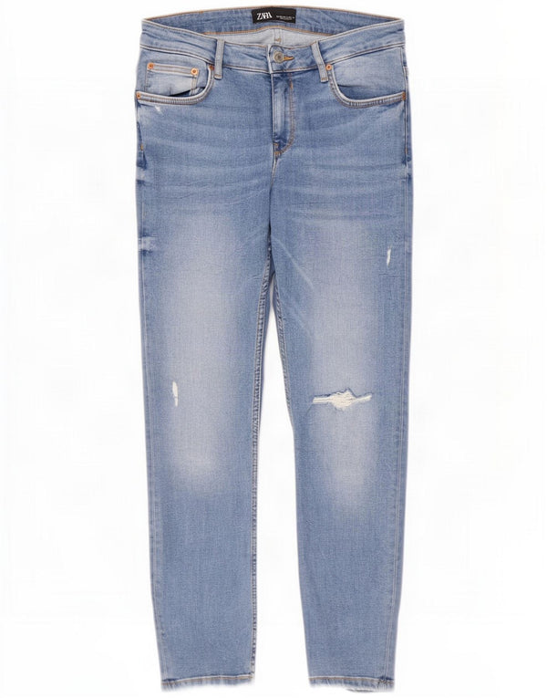 Zara Womens Distressed Slim Jeans EU 40 Medium W30 L26 Blue