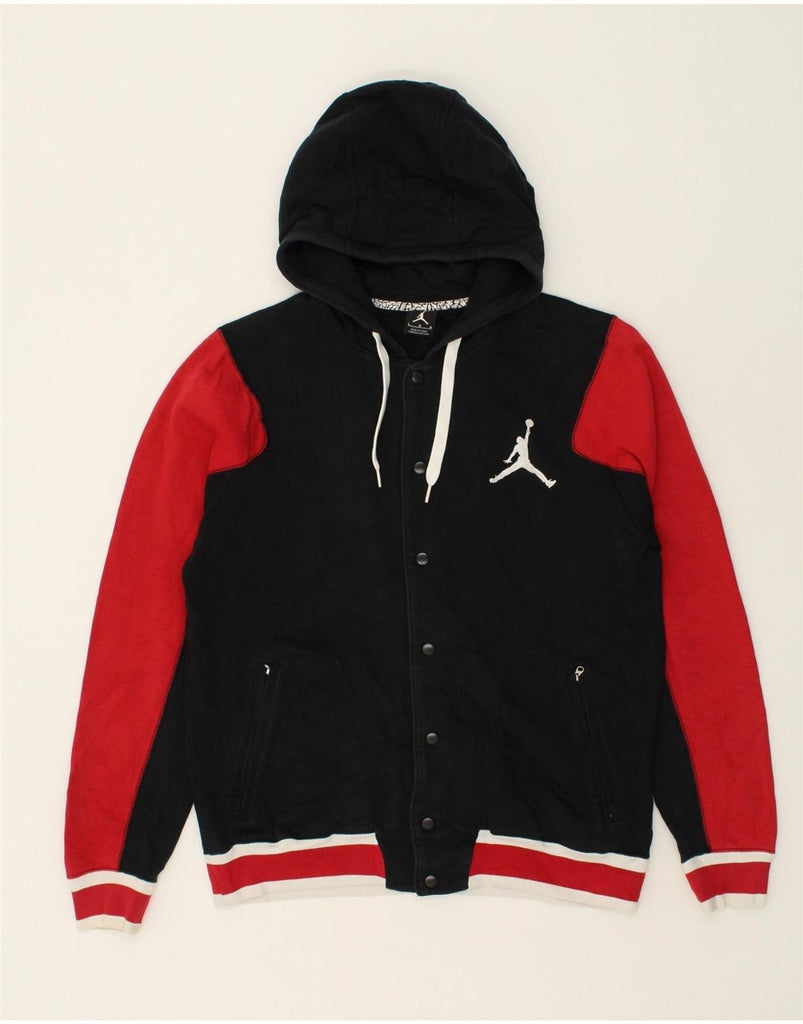 JORDAN Mens Hooded Tracksuit Top Jacket Large Black Colourblock Cotton | Vintage Jordan | Thrift | Second-Hand Jordan | Used Clothing | Messina Hembry 