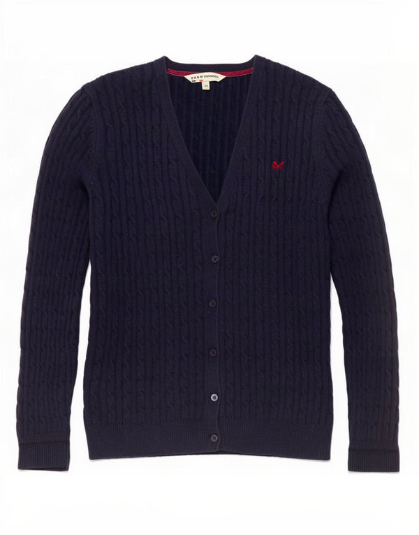 Crew Clothing Womens Cardigan Sweater UK 16 Large Navy Blue Cotton