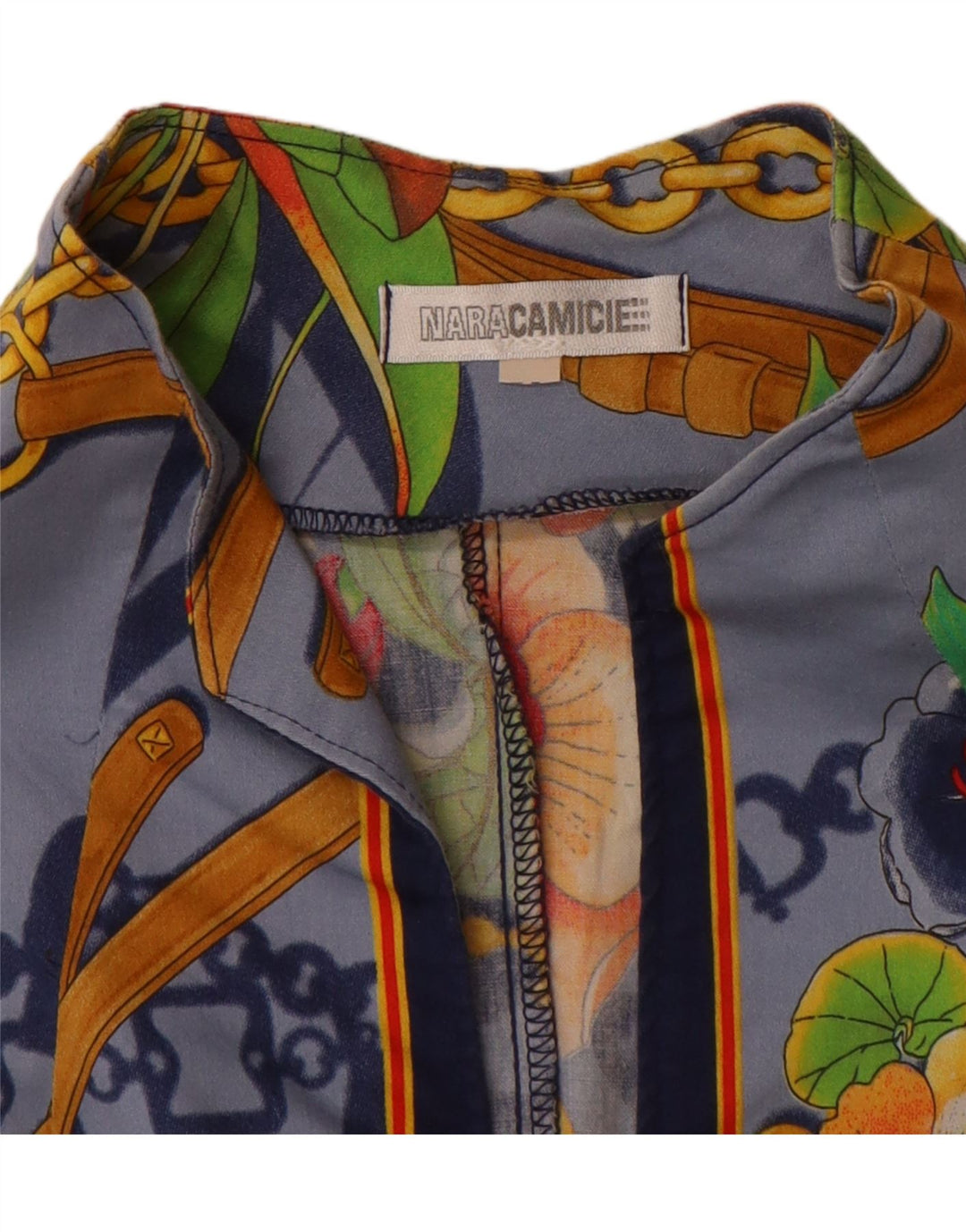 NARACAMICIE Womens Graphic 3/4 Sleeve Shirt Blouse UK 16 Large Blue Floral