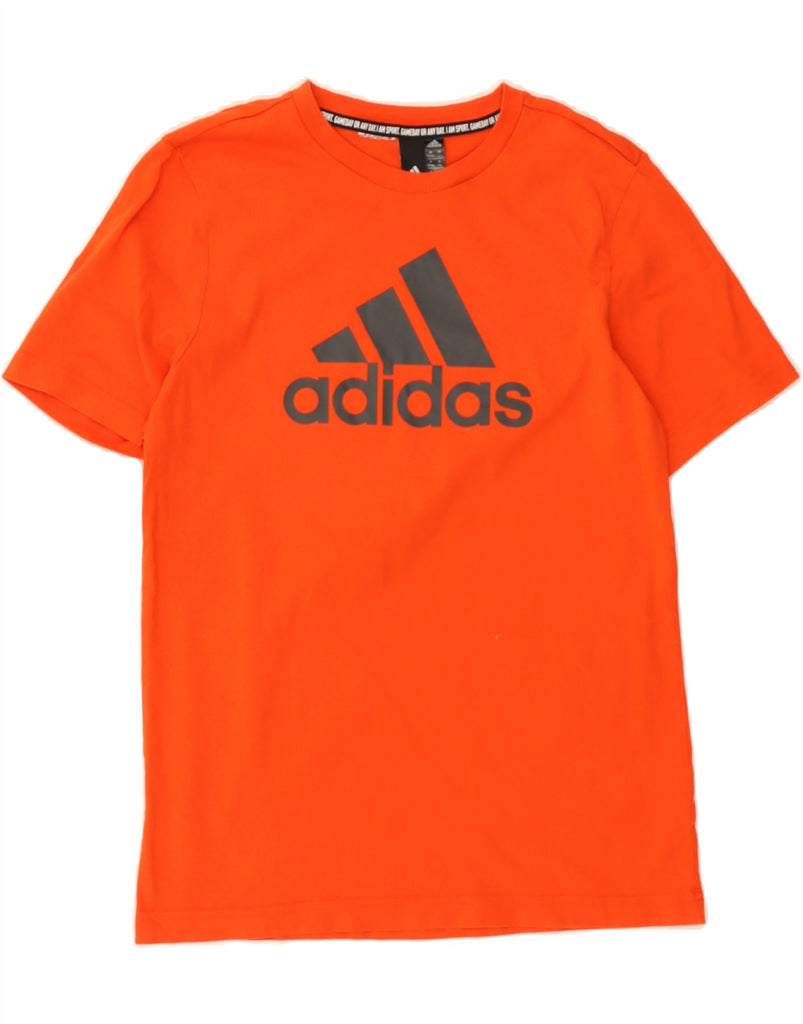 ADIDAS Boys Graphic T-Shirt Top 13-14 Years Orange Vintage Adidas and Second-Hand Adidas from Messina Hembry 