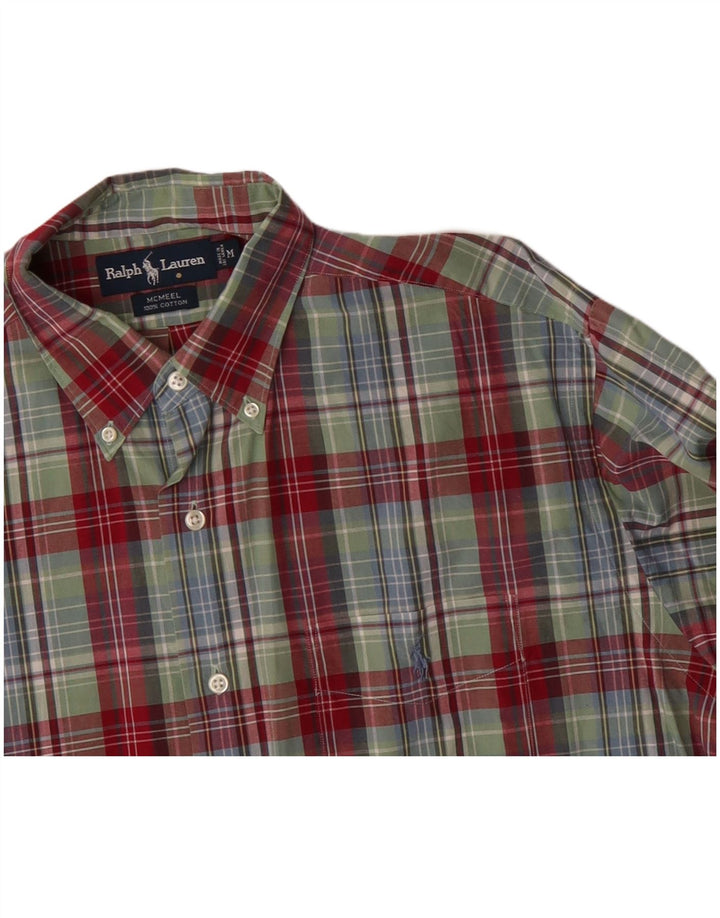 RALPH LAUREN Mens Shirt Medium Green Check Cotton