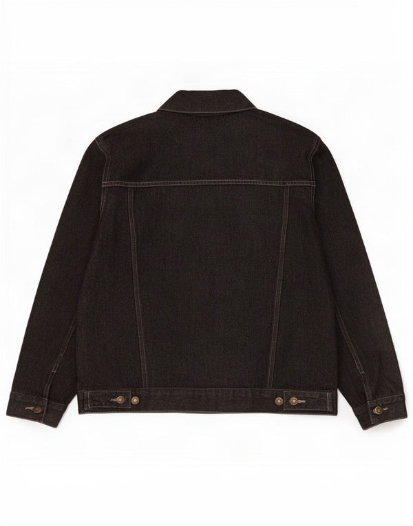 Denim Style Womens Denim Jacket UK 14 Large Black Cotton