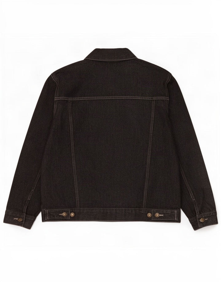 Denim Style Womens Denim Jacket UK 14 Large Black Cotton